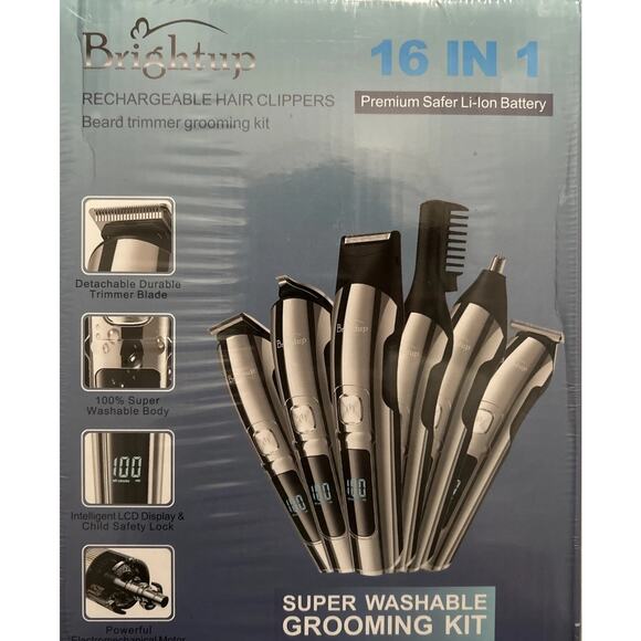 🔥Brightup 16 in 1 Rechargeable Hair Clippers Bread Trimmer Grooming Kit NWT🔥 - Picture 1 of 2